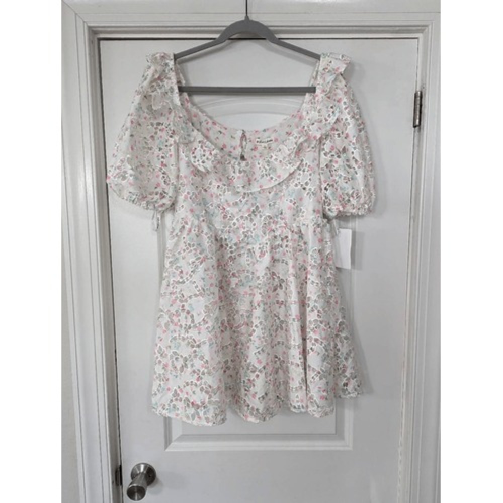 For Love & Lemons x Free People Magnolia Dress Large White floral embroidery NWT